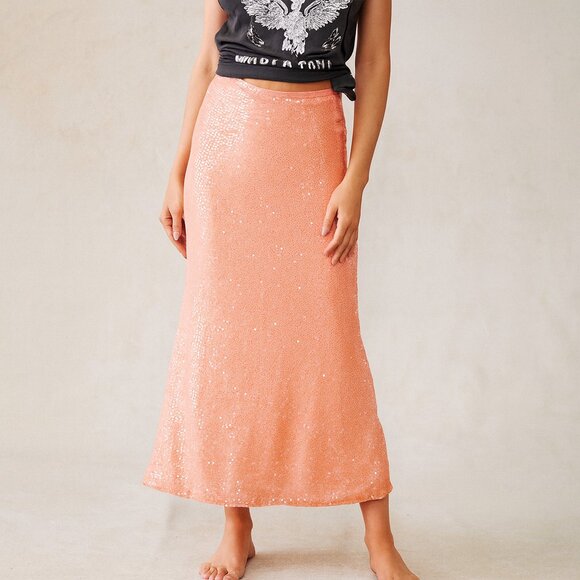 Missguided women's all over sequin flared maxi skirt Womens Size Medium - Picture 1 of 5